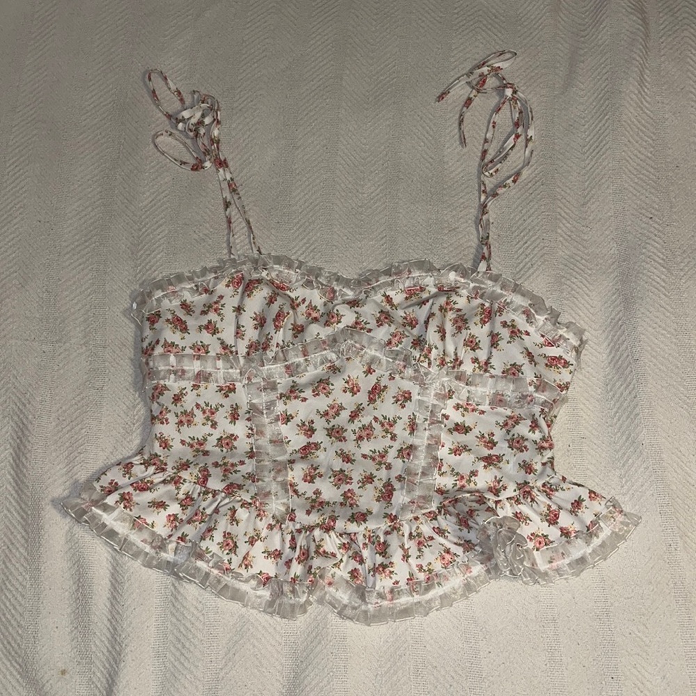SHEIN Floral Peplum Corset Top